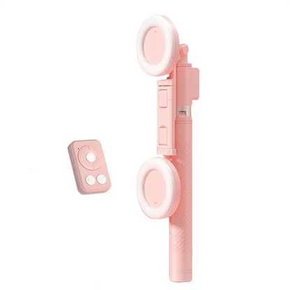 67Inch Height Selfie Stick Tripod With Light And Wireless Remote Portable Phone Tripod For Travel Cell Phone Holder Mount Pink