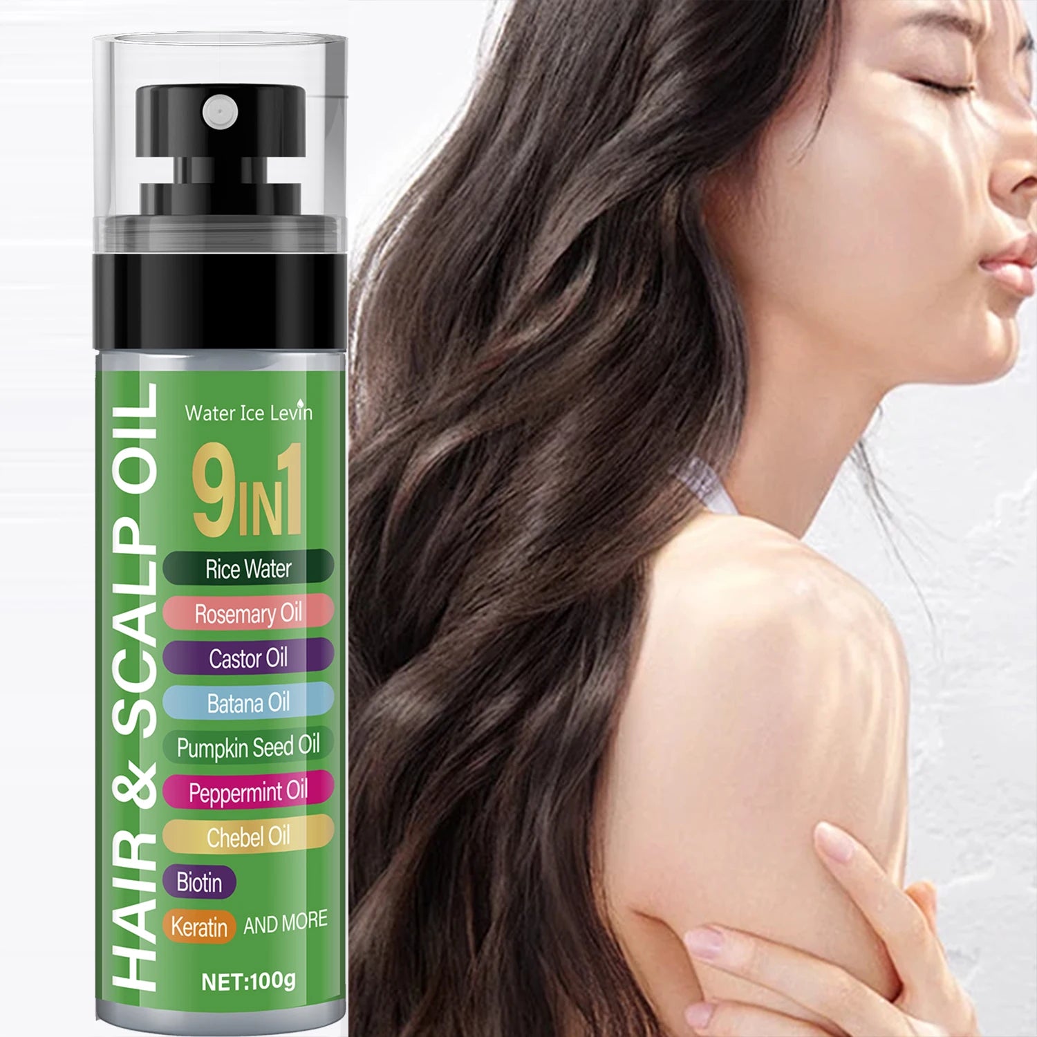 Multi-Botanic Hair Elixir 120ml - Rice Water & Keratin Fusion, 7 Oils Scalp Nourishment, Frizz-Free Shine