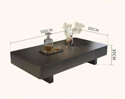 Italian coffee  living room home new light luxury high-end black rectangular simple small apartment rock slab coffee table