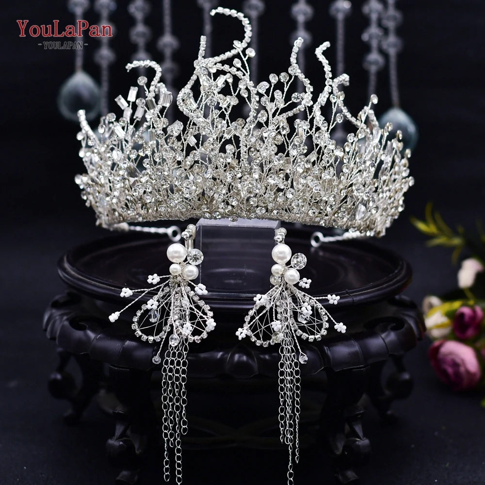 YouLaPan HP193P Wedding Headwear Necklace Earrings Jewelry Set Bride Headbands Rhinestone Headpiece Bridal Tiaras and Crowns