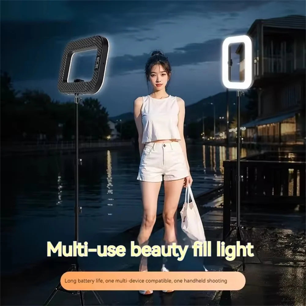 Roreta New Handheld Ring LED Rechargeable Portable Mobile Phone Live Broadcast Photography Desktop Rabbit Cage Selfie fill Light