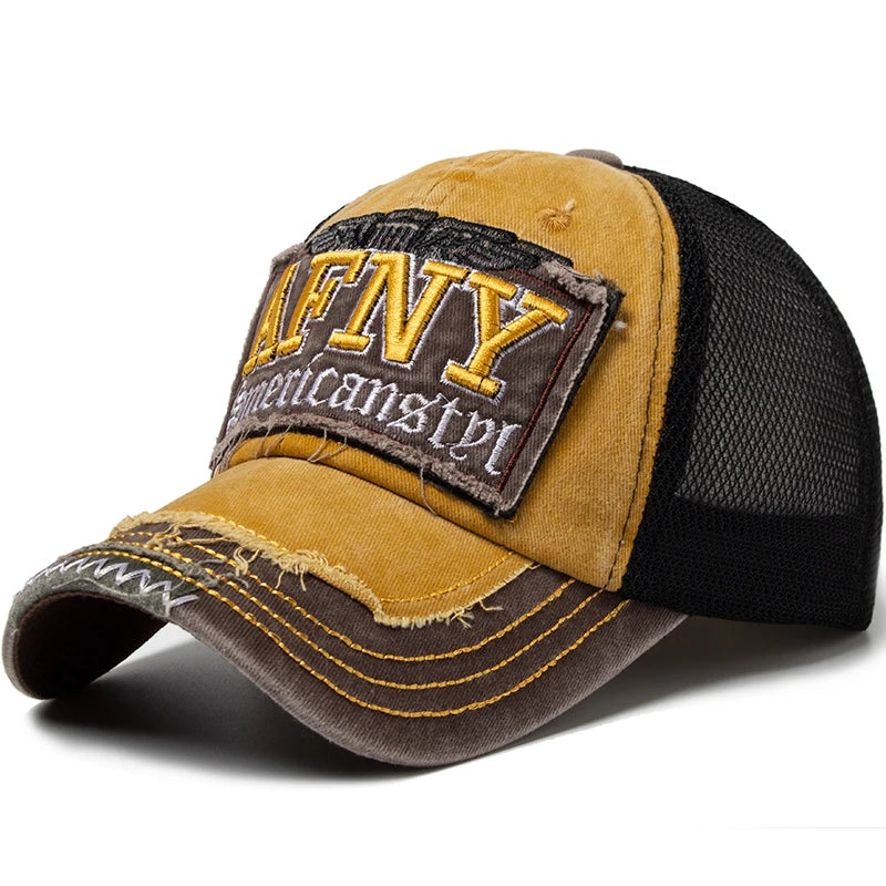 CNTANG Fashion Mesh Men's Baseball Cap Summer Cotton Letters Embroidered Sun Hat Snapback Casual Breathable Hip Hop Caps For Men
