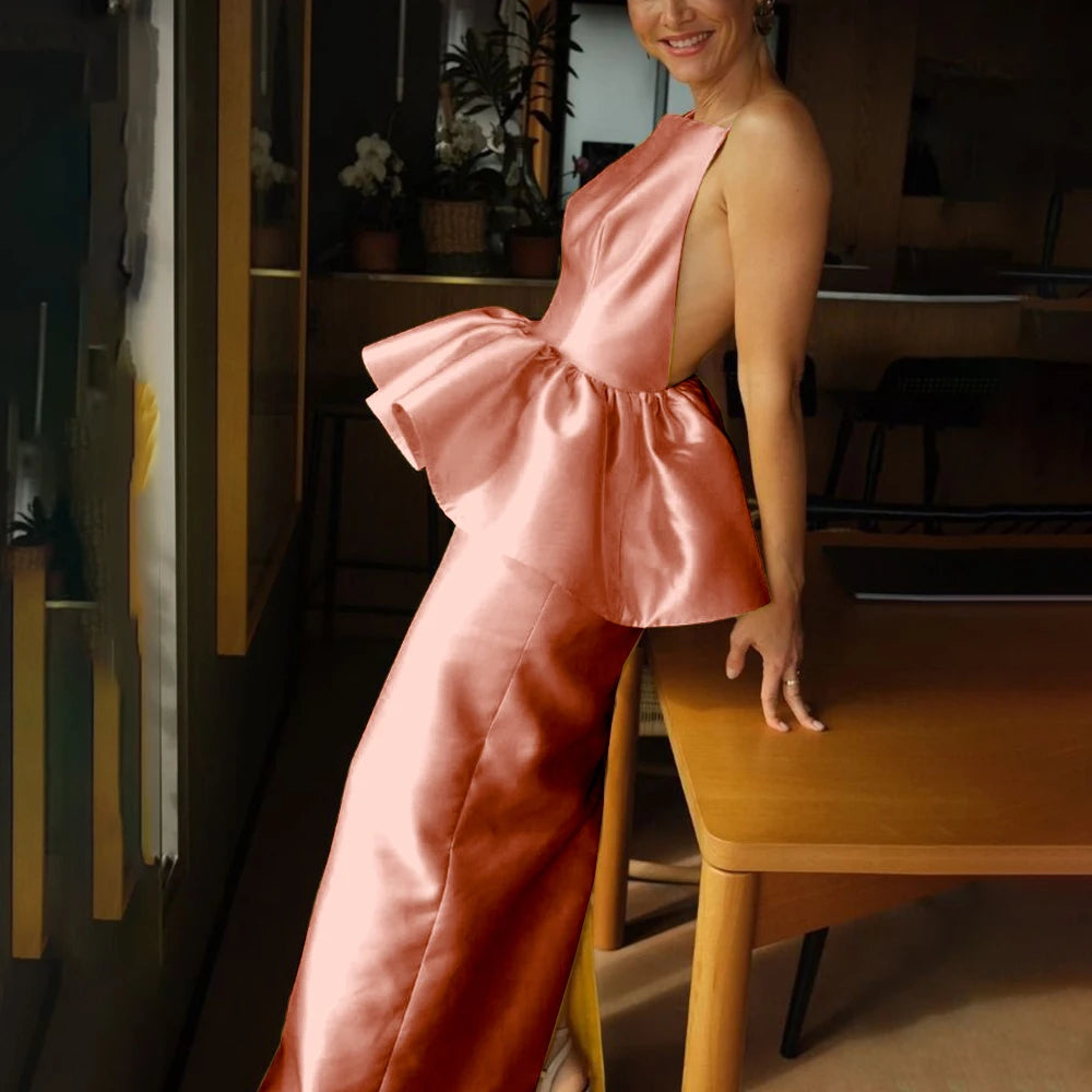 Summer Fashion Custom Made Evening Gown Vibrant Strapless Backless Sleeveless Cocktail Dress Simple Elegant Charming Dress