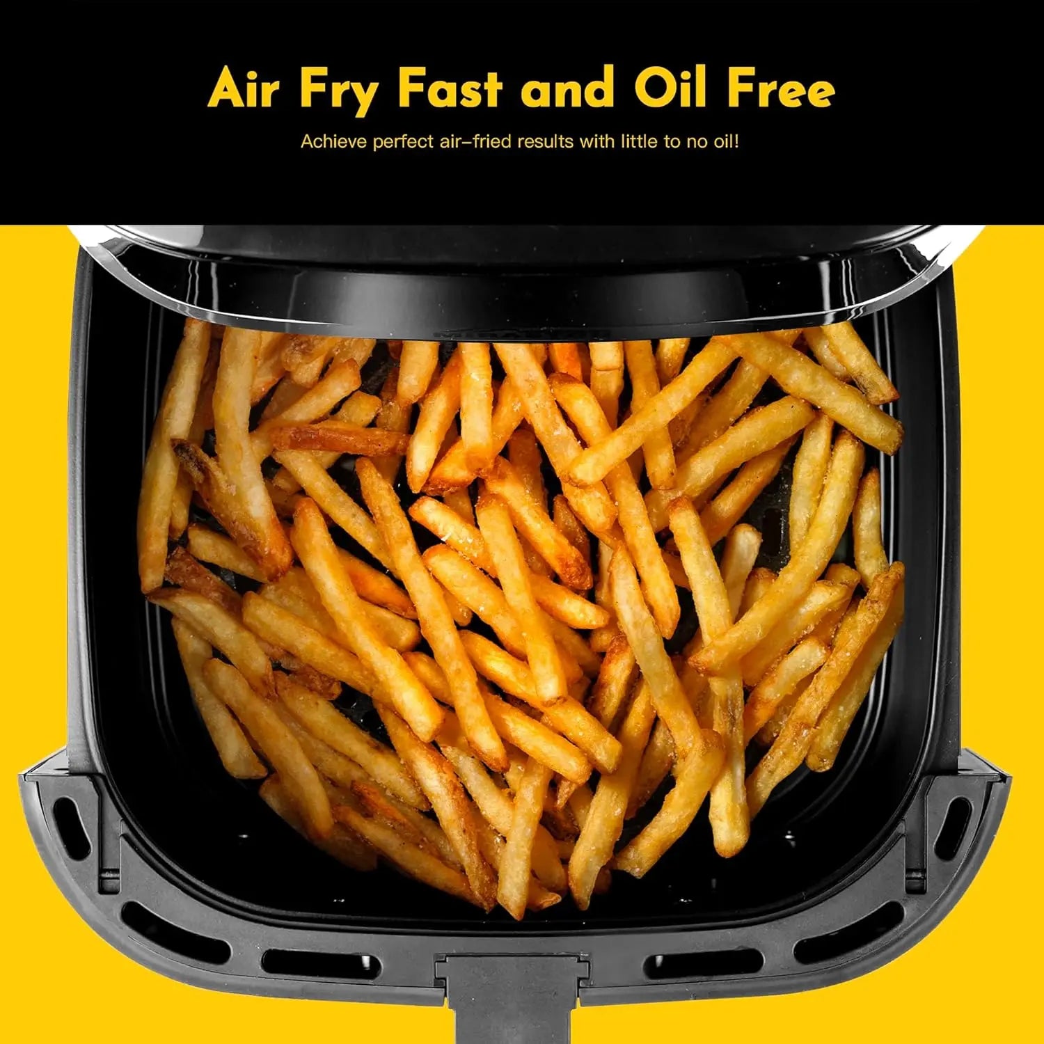 8.5QT Air Fryer, Upgraded Family Size Capacity, Visual Window, Square Basket Dials Stainless Steel Air Fryers, Reheat Leftovers,