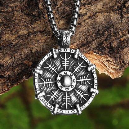 Viking Retro Shield Men Necklaces With Pendant Stainless Steel Jewelry For Male Women Punk Hip Hop Accessories Gifts Wholesale