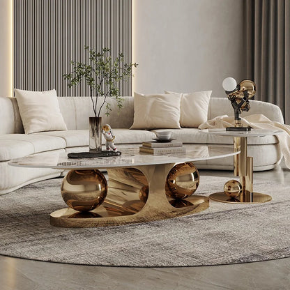 Luxury Rock Plate Stainless Steel Living Room Furniture Simple Modern Designer Creative Coffee Table for Small