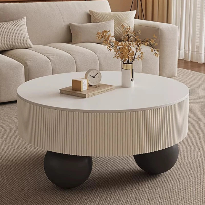 Round Designer Coffee Table Storage Nordic Aesthetic Minimalist Coffee Table Drawers Italian Simple Mesa Auxiliar Home Furniture - Kimlud