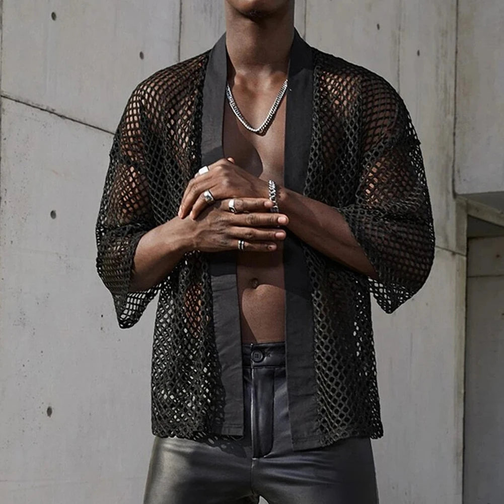 Casual Party Top Hollow Out T-shirt Casual Summer Outfits Fashionable Casual Wear Casual Holiday Shirt For Men - Kimlud