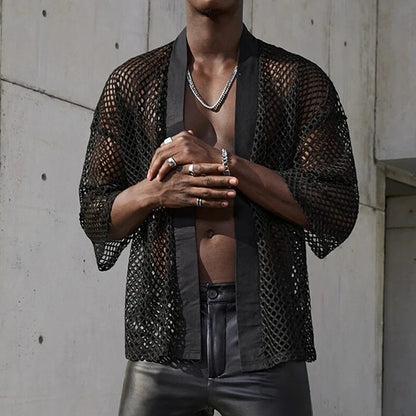 Casual Party Top Hollow Out T-shirt Casual Summer Outfits Fashionable Casual Wear Casual Holiday Shirt For Men - Kimlud