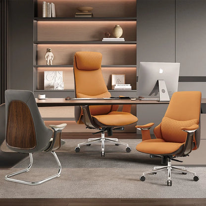 High Back Executive Boss CEO Manager Office Chair Comfortable Aluminum Base Adjustable Height Computer Chair | Kimlud...