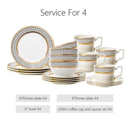 Nordic Fine Bone China Plates Set Dinner Serving Kitchen Dessert Plate Dish Tableware Porcelain Plate Bowl Dishware...