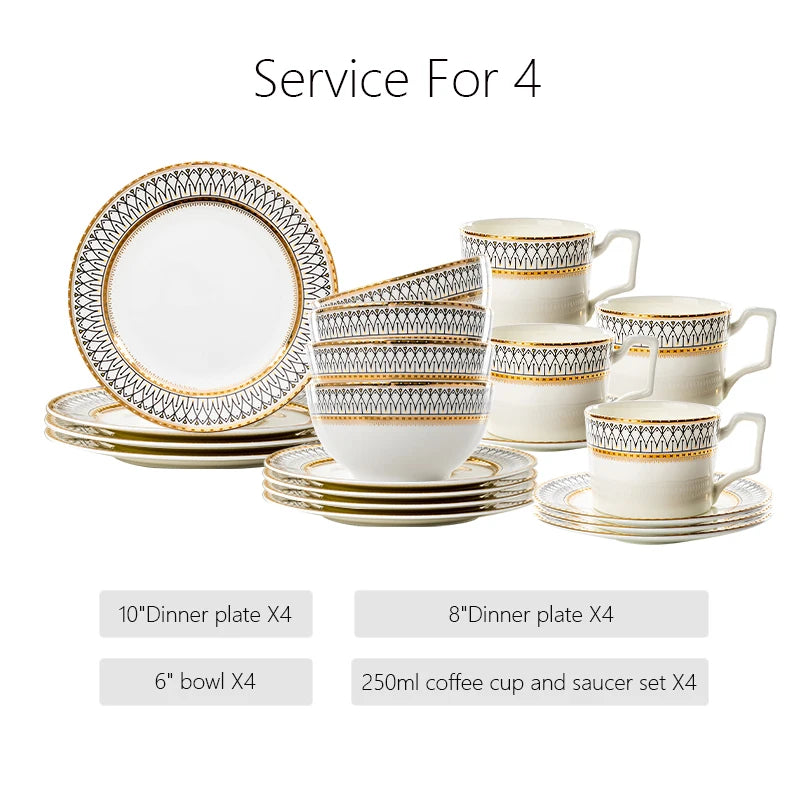 Nordic Fine Bone China Plates Set Dinner Serving Kitchen Dessert Plate Dish Tableware Porcelain Plate Bowl Dishware...