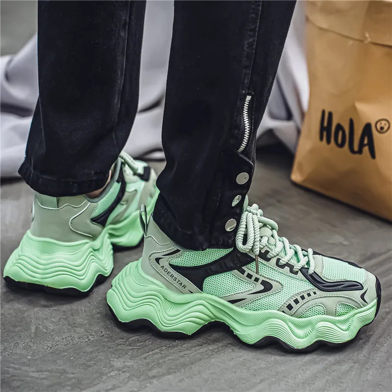 Chunky sneakers four seasons breathable lightweight racing running soft sole comfort non slip fashion student speed sports shoes