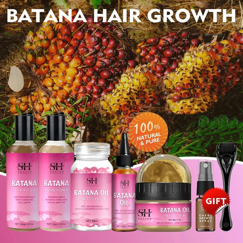Fast Hair Growth Set Batana oil Traction Alopecia Hair Mask Anti Break Loss Hair Growth Oil Baldness Treatment chebe...
