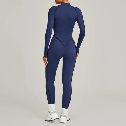Three-dimensional Long Sleeve Zipper Sport Jumpsuit Women Sportswear One Pieces Gym Clothing Yoga Sets Female Fitness Overalls