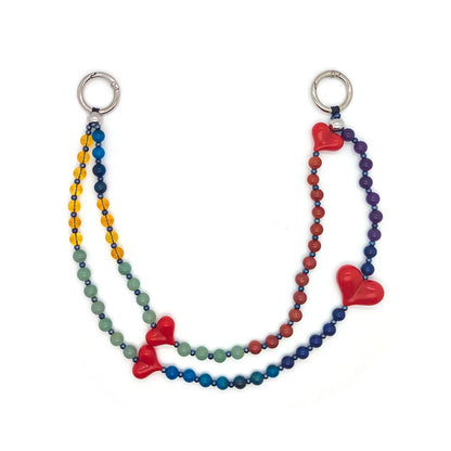HERLOOK Y2K Bohemian Bag Charm for Women Red Heart Colorful Beads Chakra Energy Healing Pendant Fashion Jewelry Gift...