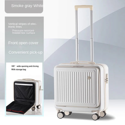 Front Opening Travel Suitcase Universal Wheel Rolling Luggage Bag Men and Women Lightweight Boarding Trolley Case18 20 Inch