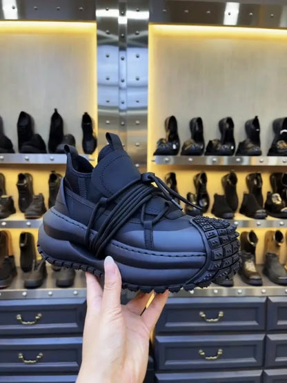 New Winter Warm Fleece Lining Mens Running Shoes Drawstring Thick Bottom Personality Sport Shoes Platform Sneakers Trainers Men
