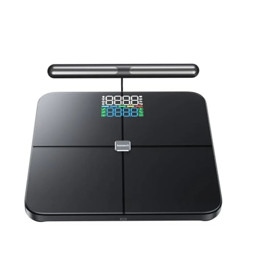 Smart Scale for Body Weight: 8-Electrode Digital Bathroom Scale for Weight Fat BMI Muscle Mass Rechargeable Wi-Fi Compatible Bl - Kimlud