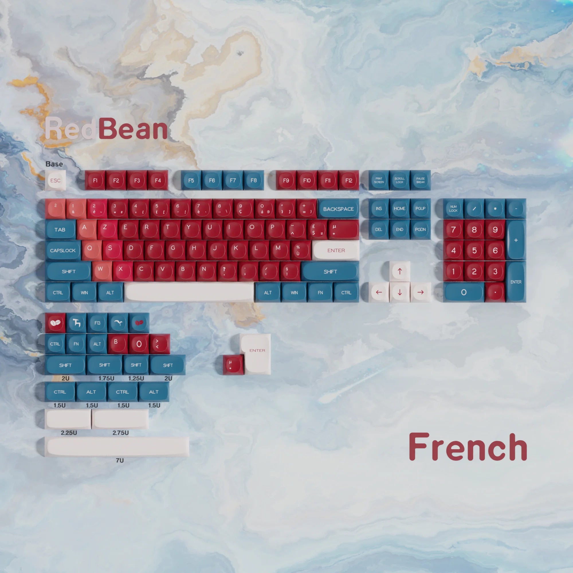 Red Bean Keycaps MOA Profile Dye-Sub KR RU Spanish German French Arabic ABNT2 ISO ANSI Layout For mechanical keyboards 7u Space