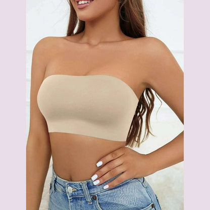 Varsbaby Women Tube Strapless Bra Chest Wrap Bandeau Unlined Seamless Breathable Comfortable Underwear Tops