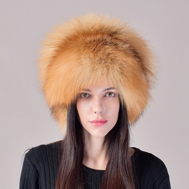 2025 New Style Natural Fox Fur Russian Hat Ushanka Women Winter Warm Fluffy Popular Style Female Tail Cap Fashion Real...