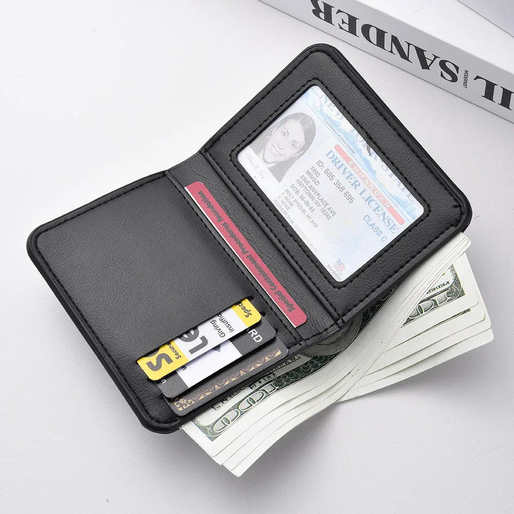1Pc New Ultra-thin Mini Soft PU Leather Credit Card Wallet Holder Short Vertical High Quality Men's Wallet - Kimlud