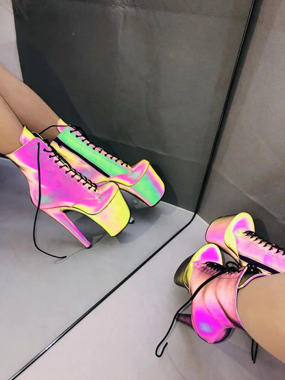 WUXIN H&P Women's 8in Stripper Heels Boots，Pole Dance Ankle Boots Shoes 20cm Platform Stiletto Exotic Heel | Kimlud...