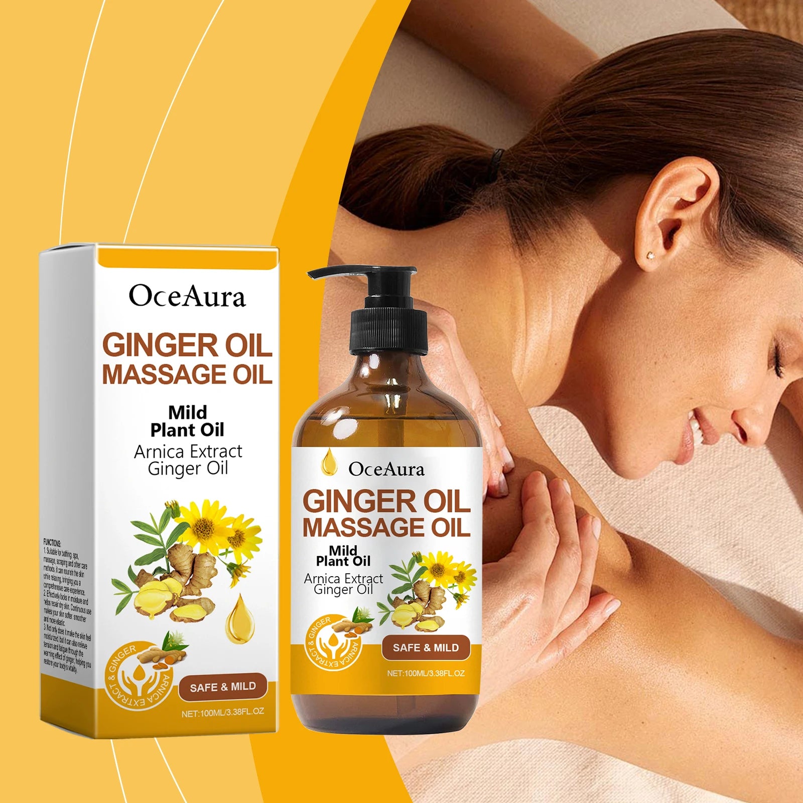 Body Relaxing Essential Oil Ginger Massage Oil Improve Rough Dry Skin Relieve Muscle Fatigue Body Nourishing Soft Care