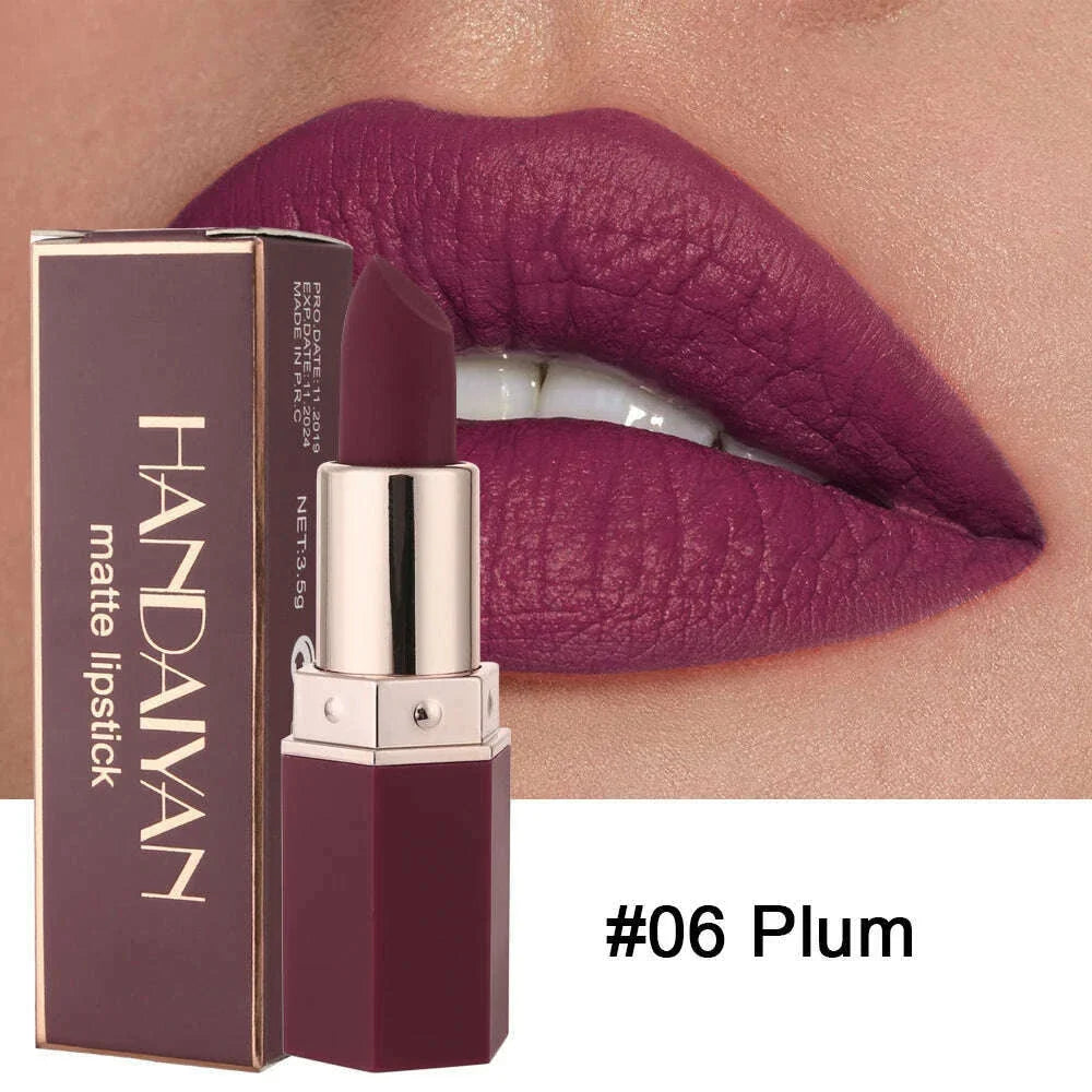HANDAIYAN Moisturizing Long-Lasting Matte Lipstick 6-Color Non-Stick Cup Show Temperament Sexy Nude Makeup Lipsticks Cosmetics