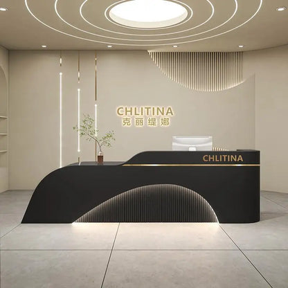 Welcome Service Reception Desks Sales Office White Front Reception Desk Cash Register Salon Recepciones Para Negocio Furniture - Kimlud