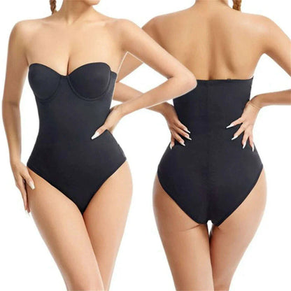 Wechery Women's Bodysuit Slimming Body Shaper Tummy Control Shapewear Detachable Shoulder Strap Female Underwear