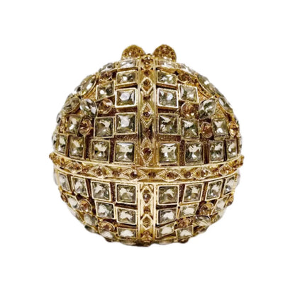 Woman Silver Crystal Stone Ball Shape Evening Bag Banquet Birthday Party Gift Lady Handbag Wedding Bridal Diamond Hollow Purse - Kimlud