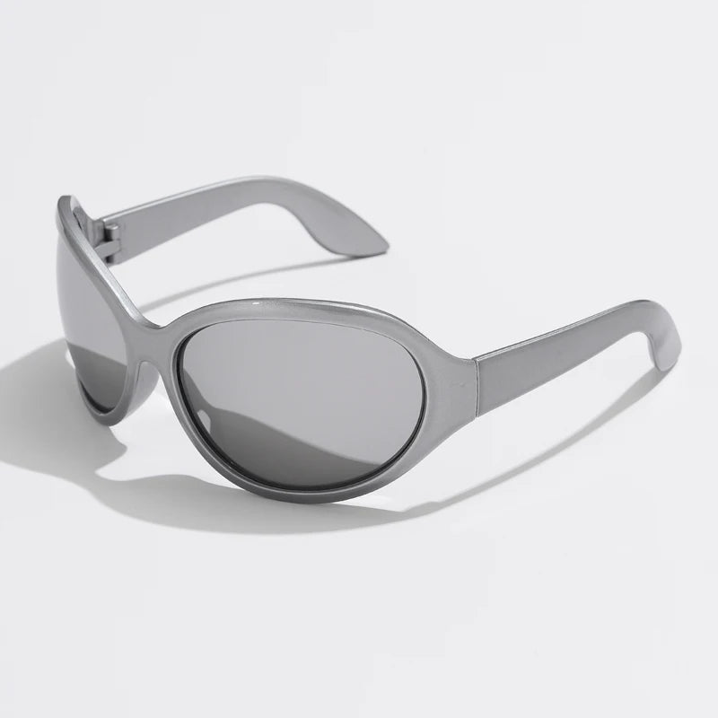 Motorcycle Fashion Brand Y2K Punk Sunglasses Goggle New Women Men Oval Sports Sun Glasses Female Oversized Driving Goggles - Kimlud