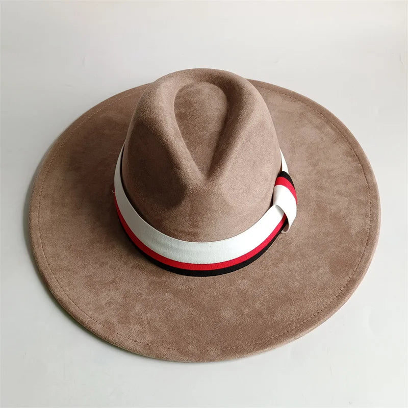 Grayish Brown Suede Hat Wide Brim 2026 NEW Fedora Hat Men Women Autumn Winter Felt Hats Classic Church Fedoras Chapeau...