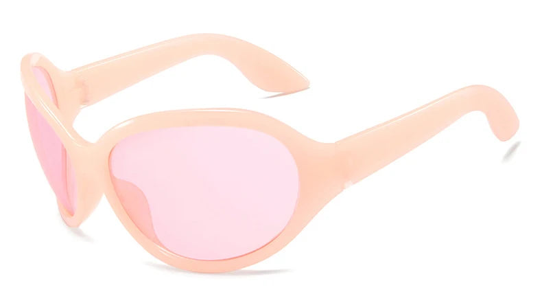 Oversized Y2K Sunglasses Women Lady Trendy Big Frame Vintage Wrap Around Sun Glasses Fashion Futuristic Punk Silver Shades 2000s - Kimlud