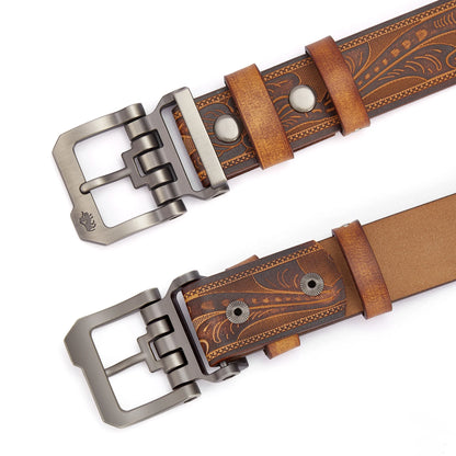 BISON DENIM Genuine Leather Men Belt Vintage High Quality Waist Strap Luxury Pin Buckle Male Best Gift Casual Belts for...