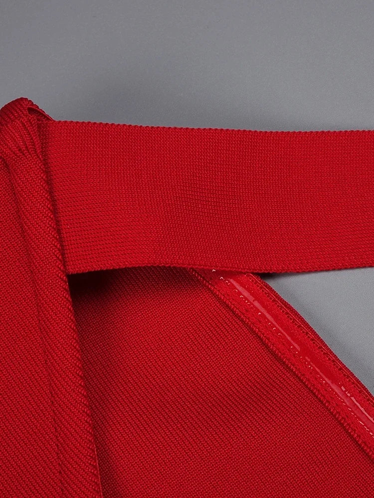 Sexy Sleeveless Halter Bandage Maxi Dresses Women Red White Backless Split Bodycon Dresses Celebrity Evening Party Dress...