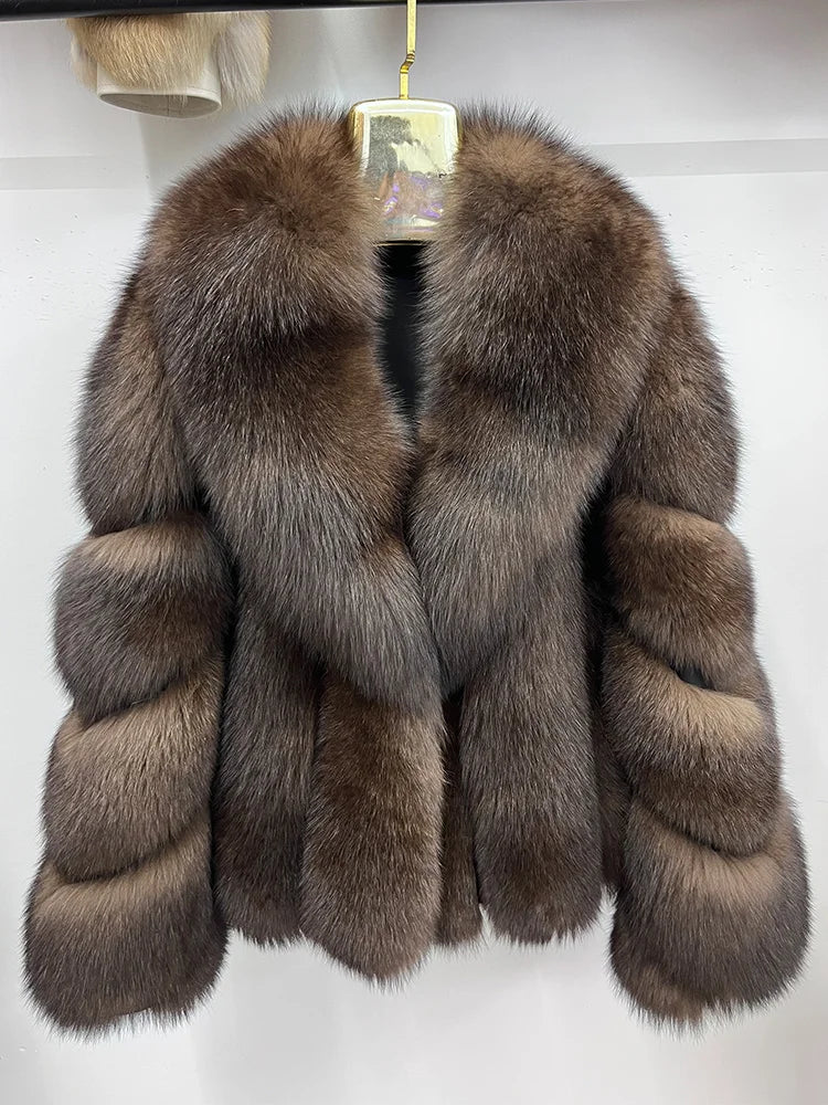 2026 New Women Real Fox Fur Coat Natural Fox Fur Jacket Luxury Fur Coat Mid-length High Quality Long Sleeve Outwear Hot Sale - Kimlud