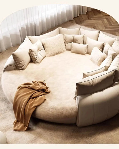 Italian Light Luxury Round Bed Cream Wind Bedroom Wedding Bed Princess Aesthetics Fashion Letto Matrimoniale Home Furniture
