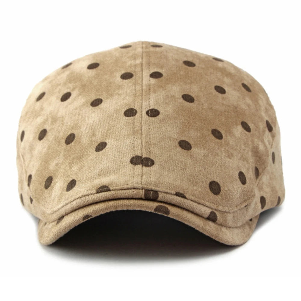 HT5153 Berets for Men Women Retro Artist Painter Beret Hat Male Female Dots Adjustable Ivy Flat Cap Autumn Faux Suede Beret Cap