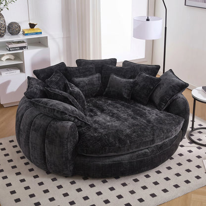 81.1" Cloud Couch Sleeper Sofa, Oversized Round Chaise Lounge Chair with 14 Pillows, Modern Chenille Boneless Couch, Memory Foam
