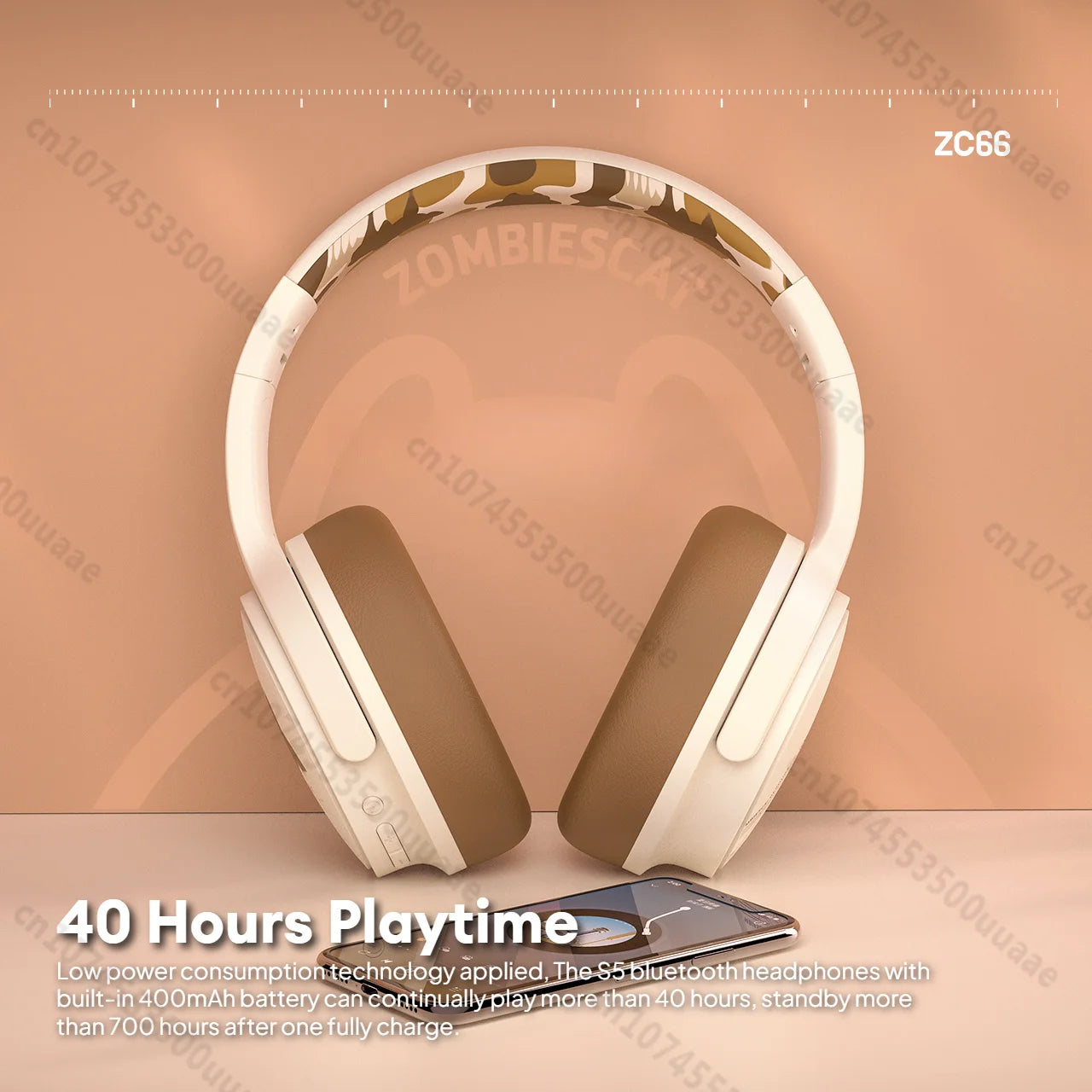 Zombie Cat S5 Bluetooth Headphone Touch Control Wireless Earphones ENC Noise Canceling Foldable Over Ear Headset Dual Connection