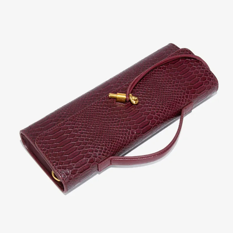 PU Leather Fashion Luxury Top-Handle Bag For Women Evening Handbag Long Purse Crocodile Pattern Crossbody Shoulder Bags...
