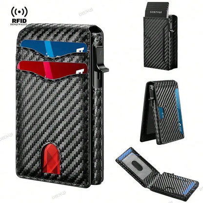 RFID Smart Men Wallets Anti-Theft Magnet Credit Card Holder Front Pocket Carbon Fiber Minimalist Wallet Bank Cardholder Case
