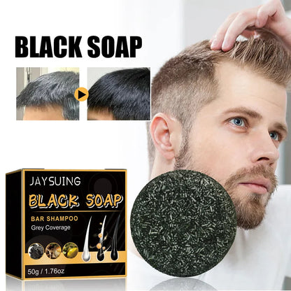 Polygonum Multiflorum Black Hair Soap Darkening Shampoo Bar Repair Gray White Color Dye Face Hair Body Shampoo For Man Women
