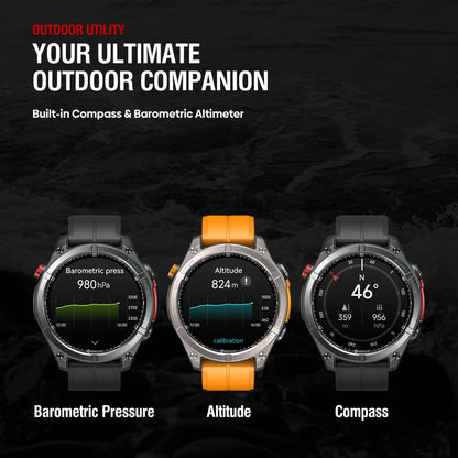 NEW 2025 Zeblaze Stratos 4 GPS Smartwatch 1.43" AMOLED Screen Compass Barometric Altimeter Flashlight Voice Calling Smart Watch