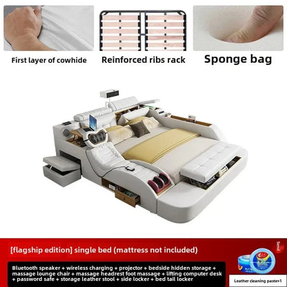Korean Modern Luxury Bed European Nature Luxury Bedroom Human Bed Design Multifunctional Bedroom Camas King Size Home Furniture - Kimlud
