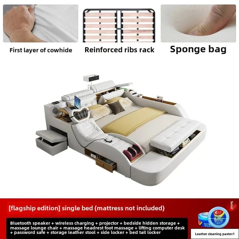 Korean Modern Luxury Bed European Nature Luxury Bedroom Human Bed Design Multifunctional Bedroom Camas King Size Home Furniture - Kimlud