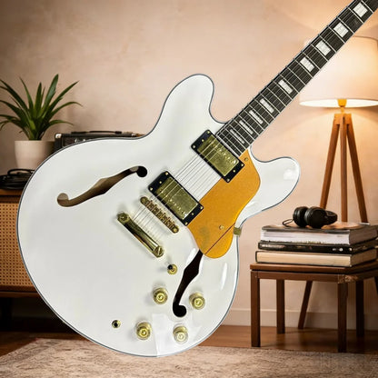 White 335 Electric Guitar Semi-hollow Body Double Output Rosewood Fingerboard Tune-O-Matic Bridge Free Shipping | Kimlud...
